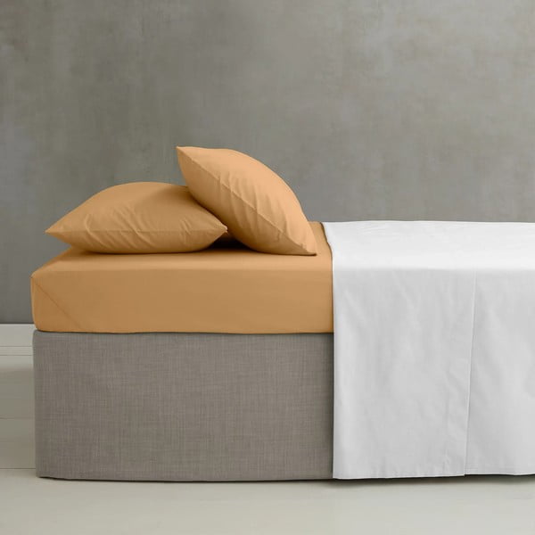 Sárga-narancssárga gumis perkál lepedő 90x190 cm Easy Iron Percale – Catherine Lansfield-image-1