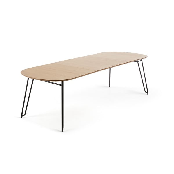 Natúr színű bővíthető étkezőasztal tölgyfa dekorral 100x170 cm Novac – Kave Home-image-3