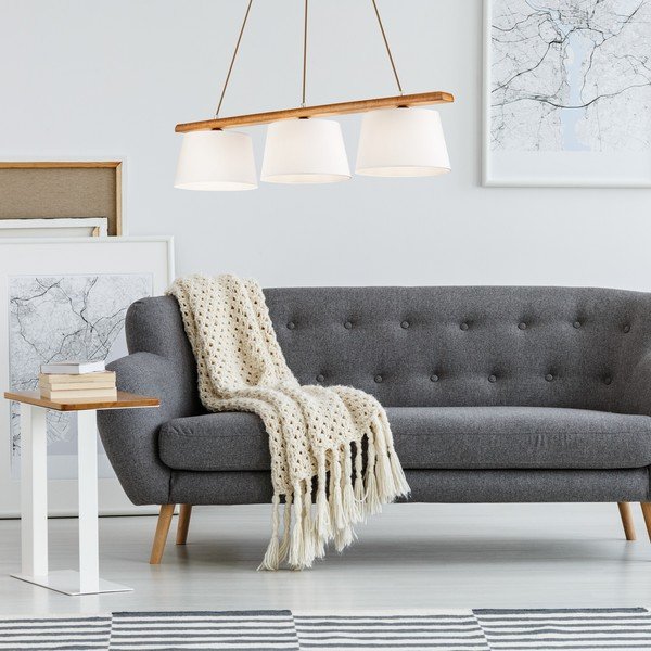 Barna függőlámpa textil búrával ø 25 cm Aida – LAMKUR-image-2