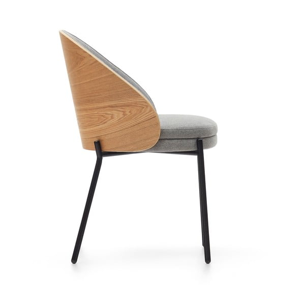 Szürke-natúr színű kárpitozott étkezőfotel Eamy – Kave Home-image-4