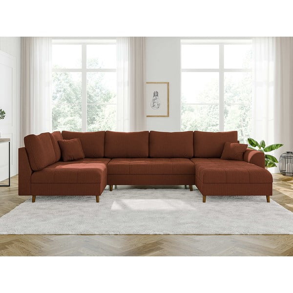 Téglavörös kordbársony sarokkanapé (jobb oldali) Ariella – Ropez-image-1