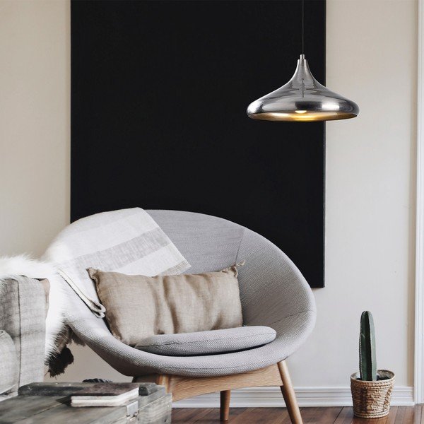 Ezüstszínű függőlámpa fém búrával ø 35 cm Nile – Opviq lights-image-1