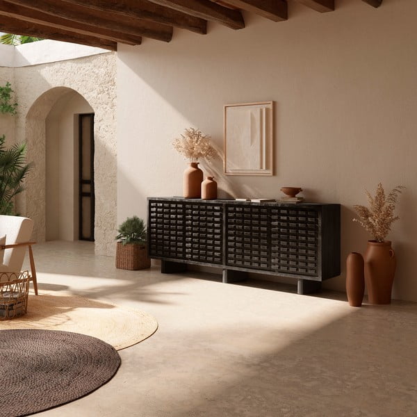 Fekete mangófa komód 200x80x40 cm Inaya – MOME-image-1