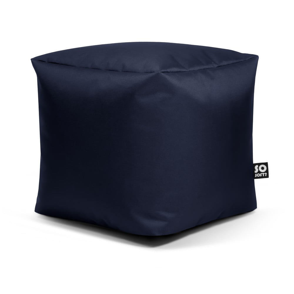 Sötétkék bőrutánzat gyerek babzsákfotel Cube M  So Soft?