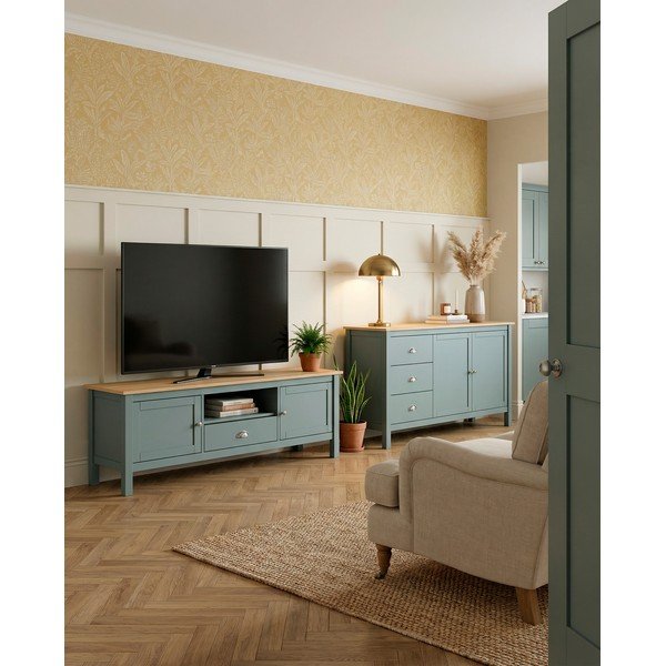Szürkészöld borovi fenyő komód 150x80x40 cm Misti – Marckeric-image-1