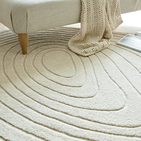 Bézs gyapjú szőnyeg 160x230 cm Puddle Wool – Flair Rugs-image-2