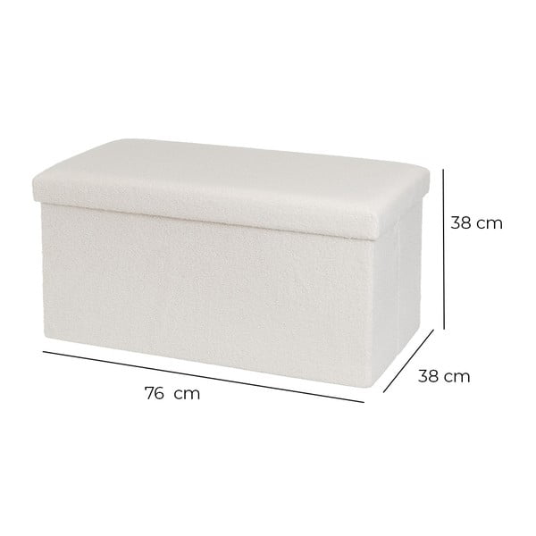 Fehér buklé puff Ecru – Casa Selección-image-3