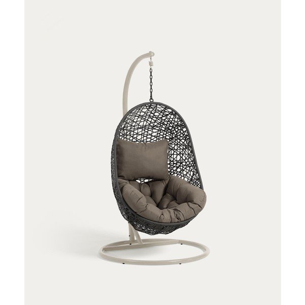 Világosszürke-sötétszürke rattan kerti függőfotel Florina – Kave Home-image-2