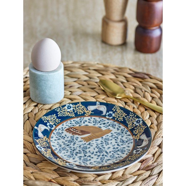 Kék desszertes kőedény tányér ø 16 cm Hezha – Bloomingville-image-1