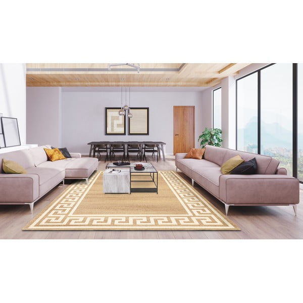 Világosbarna gyapjú szőnyeg 133x180 cm Cesar – Agnella-image-1