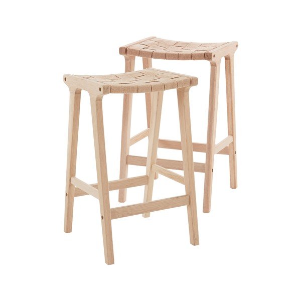 Natúr színű tölgyfa bárszék szett 2 db-os (ülésmagasság 65 cm) Norrebro – Jotex