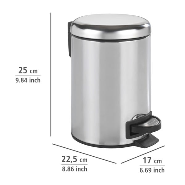 Leman Shiny ezüstszínű pedálos szemetes, 3 l - Wenko-image-3