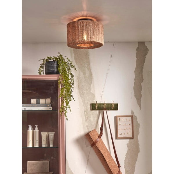 Natúr színű mennyezeti lámpa juta búrával ø 30 cm Iguazu – Good&Mojo-image-1