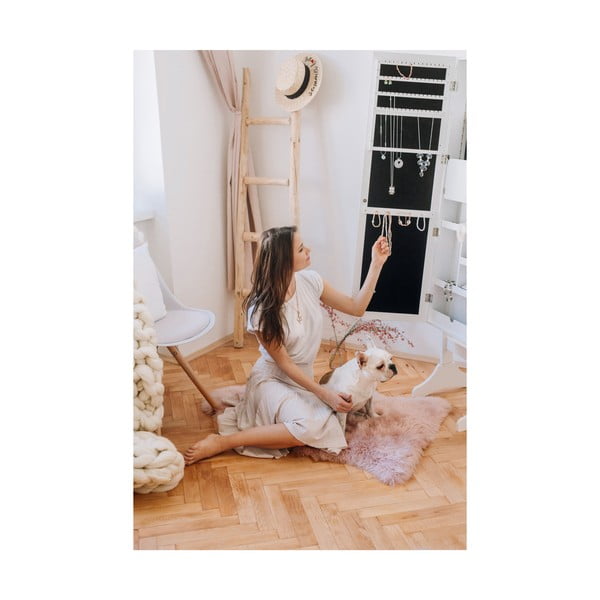 Bien fehér ékszertartó szekrény tükörrel és LED világítással - Bonami Essentials-image-1