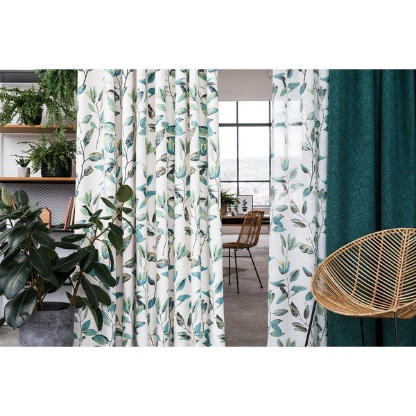 Zöld-krémszínű függöny akasztókhoz 210x260 cm Maui – Mendola Fabrics-image-3