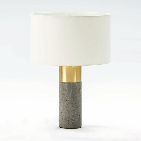 Búra nélküli asztali lámpa beton talppal arany színű részletekkel, magasság 38 cm - Thai Natura