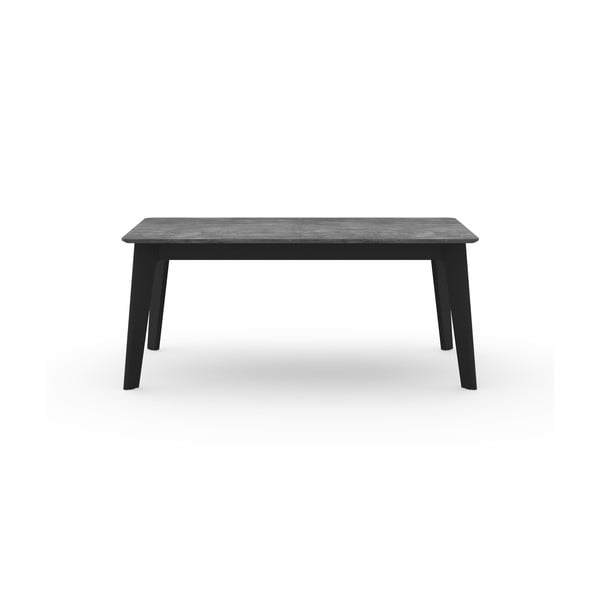 Fekete bővíthető étkezőasztal beton dekoros asztallappal 100x180 cm Shadow – TemaHome