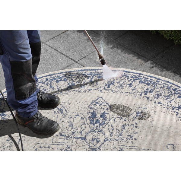 Borbon kék-krémszínű kültéri szőnyeg, ø 140 cm - NORTHRUGS-image-2