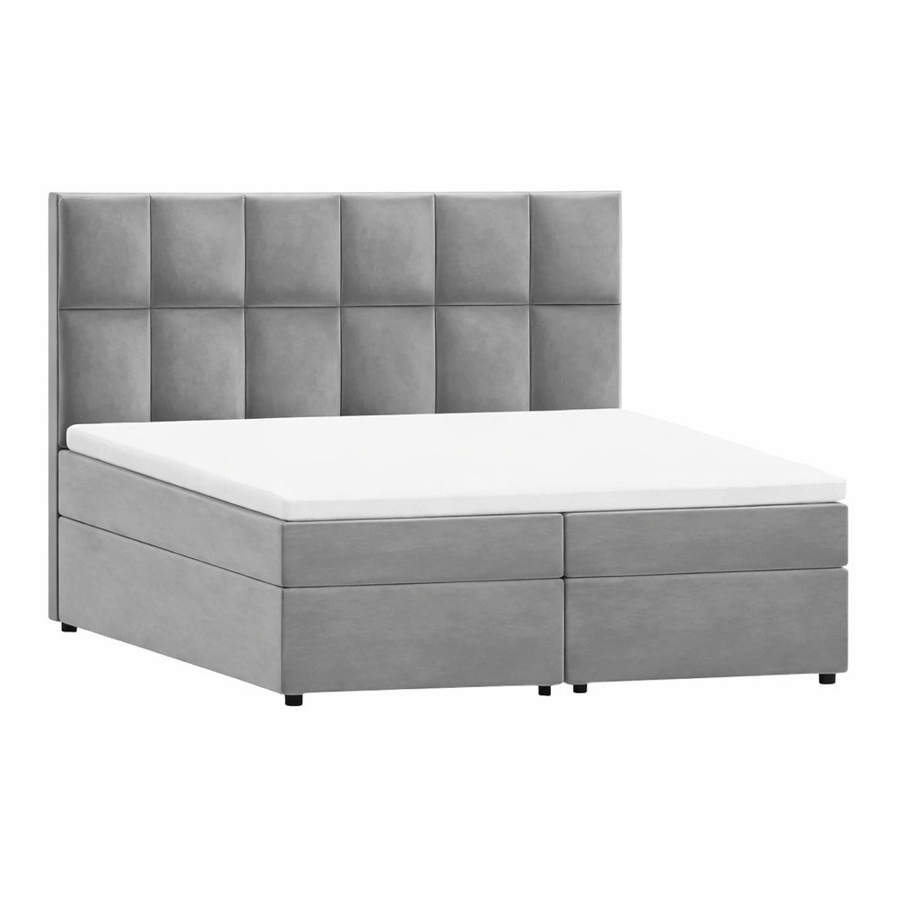 Világosszürke ágyneműtartós boxspring ágy 140x200 cm Flip Ropez