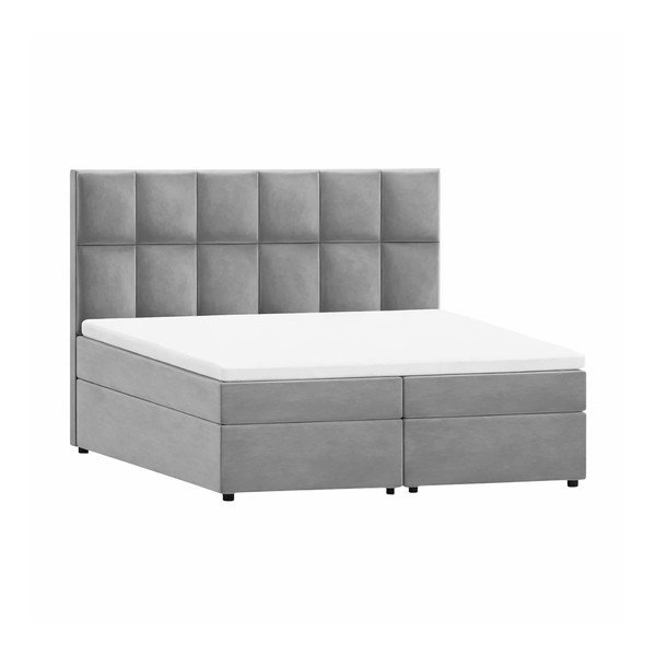 Világosszürke ágyneműtartós boxspring ágy 140x200 cm Flip – Ropez