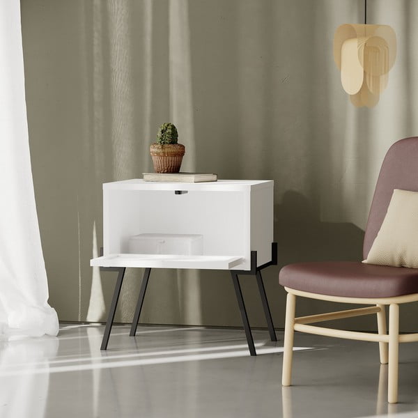 Fehér éjjeliszekrény Naive – Kalune Design-image-4