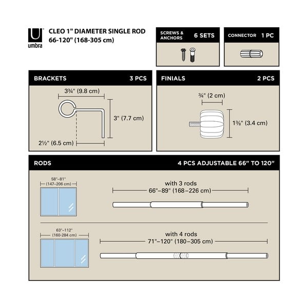 Matt aranyszínű acél bővíthető függönykarnis 168 - 305 cm Cleo – Umbra-image-3