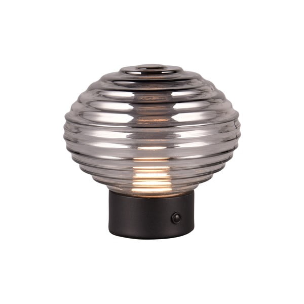 Fekete-szürke LED dimmelhető asztali lámpa üveg búrával (magasság 14,5 cm) Earl – Trio-image-2