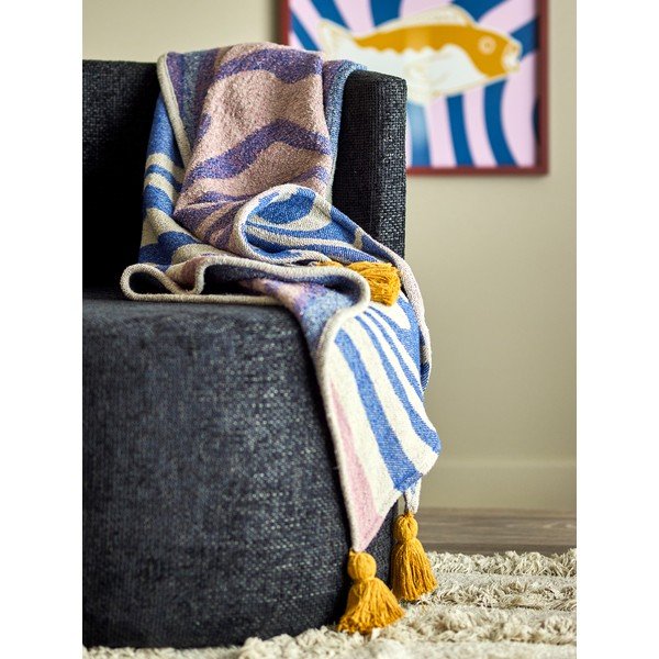 Kék pamutkeverék takaró 130x160 cm Arlie – Bloomingville-image-1