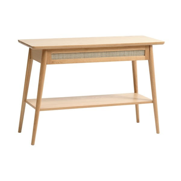 Natúr színű konzolasztal tölgyfa dekoros asztallappal 40x110 cm Barrali – Unique Furniture-image-3