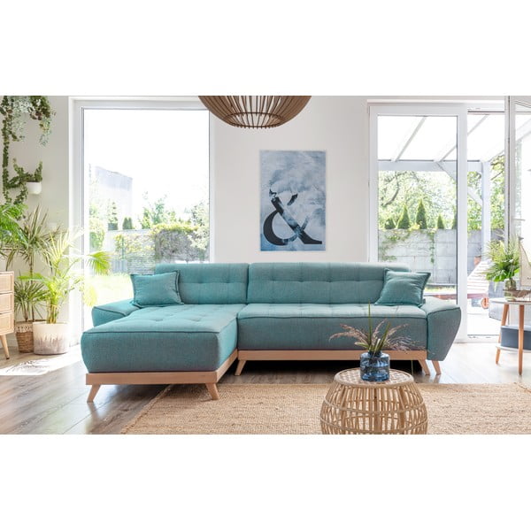 Türkiz kinyitható sarokkanapé (variálható) Dazzling Daisy – Miuform-image-1