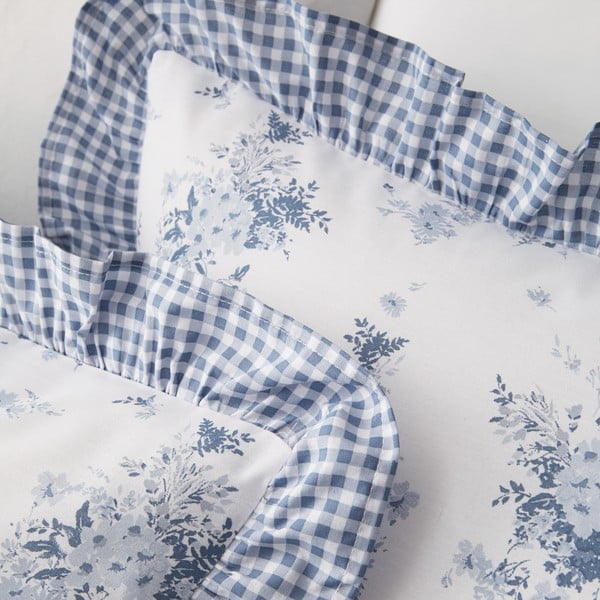 Fehér-kék kétszemélyes hosszabbított ágyneműhuzat 230x220 cm Lucie Floral Frill – Catherine Lansfield-image-3