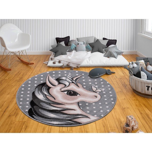 Szürke gyerek szőnyeg ø 133 cm Cute Unicorn - Hanse Home-image-1