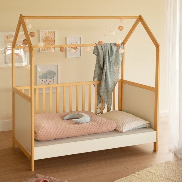 Fehér-natúr színű babaágy 70x140 cm – Roba-image-1