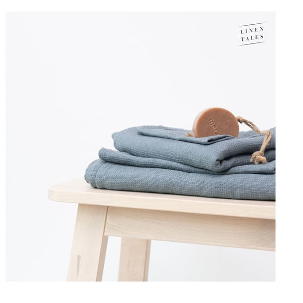 Kék len törölköző 30x30 cm - Linen Tales-image-3