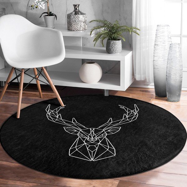 Fekete mosható-robotporszívóval tisztítható kerek szőnyeg ø 100 cm Comfort – Mila Home-image-3