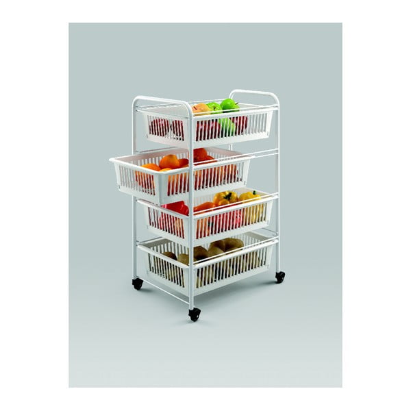 India gurulós tároló állvány 4 kosárral, hosszúság 35 cm - Metaltex-image-3