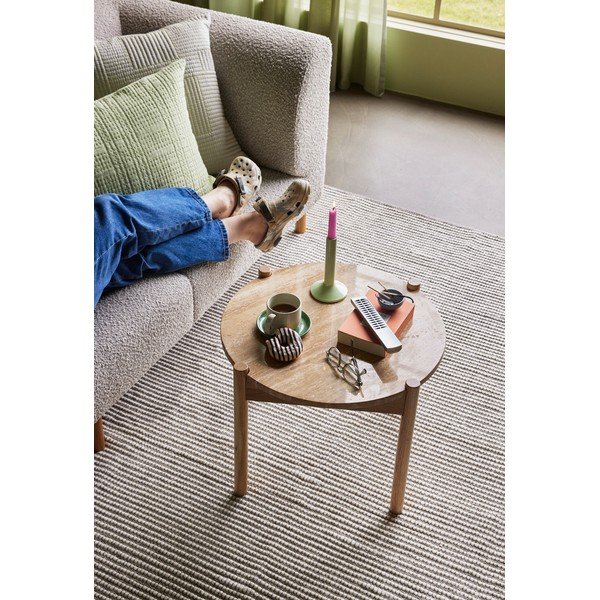 Natúr színű kerek dohányzóasztal kő asztallappal ø 60 cm Trava – Hübsch-image-2