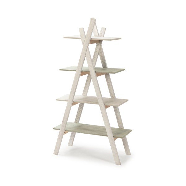 Perlé fehér gyerek könyvespolc borovi fenyő konstrukcióval - Marckeric-image-2