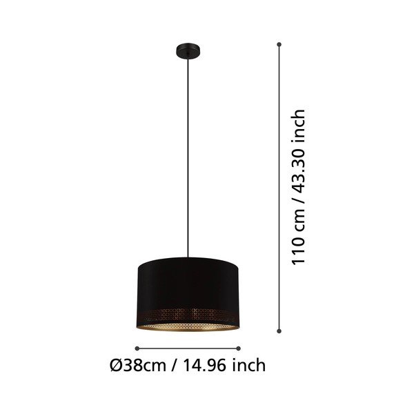 Fekete függőlámpa textil búrával ø 38 cm ESTEPERRA – EGLO-image-2