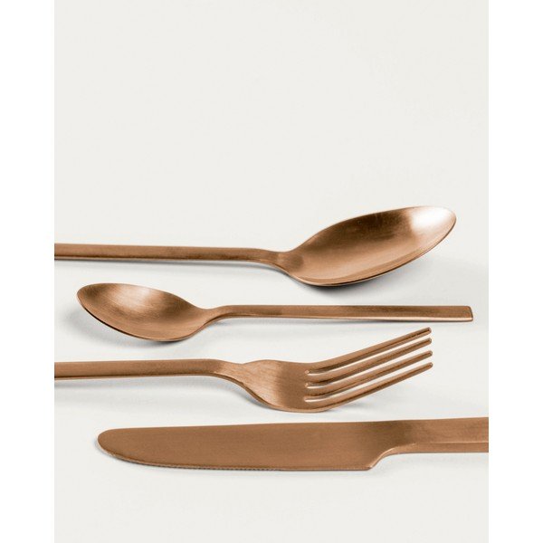 Rézszínű rozsdamentes acél evőeszköz készlet 16 db-os Kelda – Kave Home-image-1