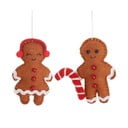 Textil kézzel készített karácsonyfadísz készlet 2 db-os 6,5 cm Gingerbread Couple – Sass & Belle