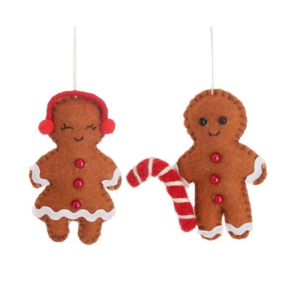 Textil kézzel készített karácsonyfadísz készlet 2 db-os 6,5 cm Gingerbread Couple – Sass & Belle