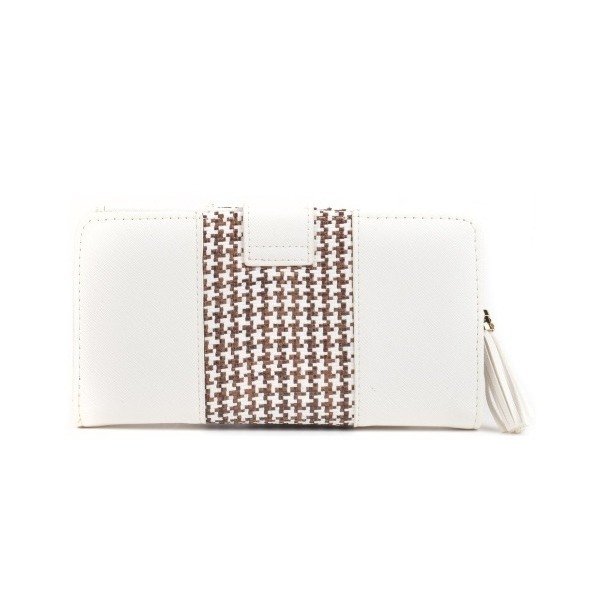 Ophelia fehér pénztárca barna részletekkel - Mangotti Bags-image-1