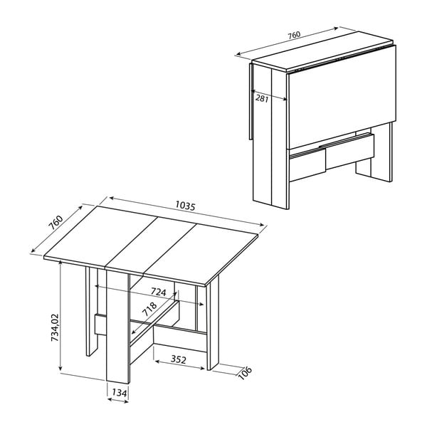Papillon összecsukható étkezőasztal - Symbiosis-image-2