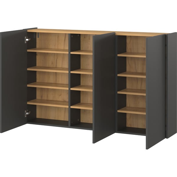 Antracitszürke függő szekrény tölgyfa dekorral 138x87x25 cm Libbiano – Germania-image-3