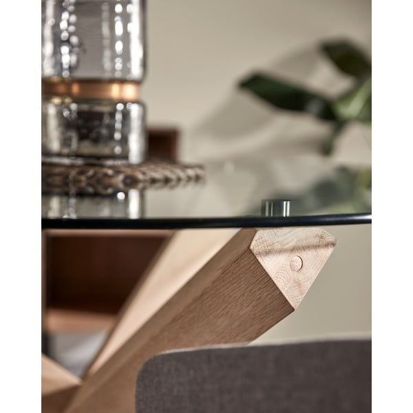 Nori tölgyfa étkezőasztal üveg asztallappal, ø 120 cm - Kave Home-image-3