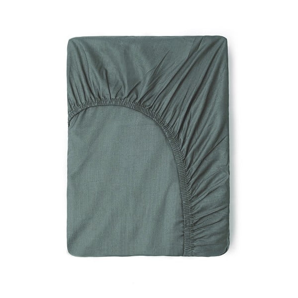 Zöld-szürke gumis pamut lepedő 180x200 cm – Good Morning