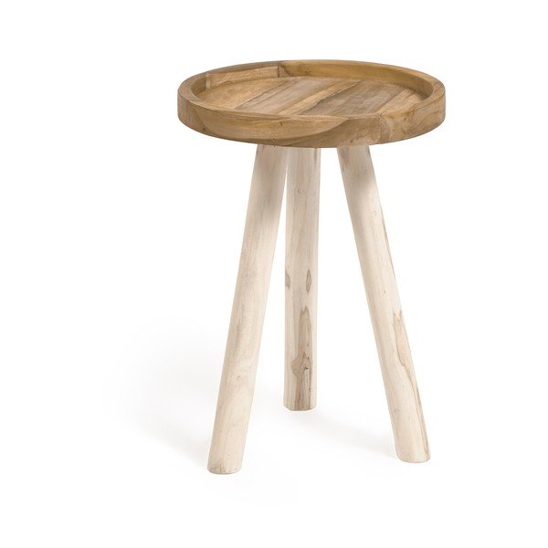 Teakfa kerek tárolóasztal ø 35 cm Glenda – Kave Home