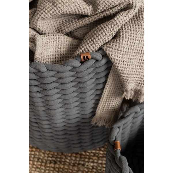 Textil tárolókosár ø 40x40 cm Peach Skin Round XL – Bigso-image-2