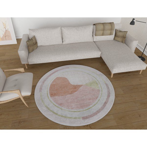 Narancssárga-krémszínű mosható kerek szőnyeg ø 120 cm Yuvarlak – Vitaus-image-1